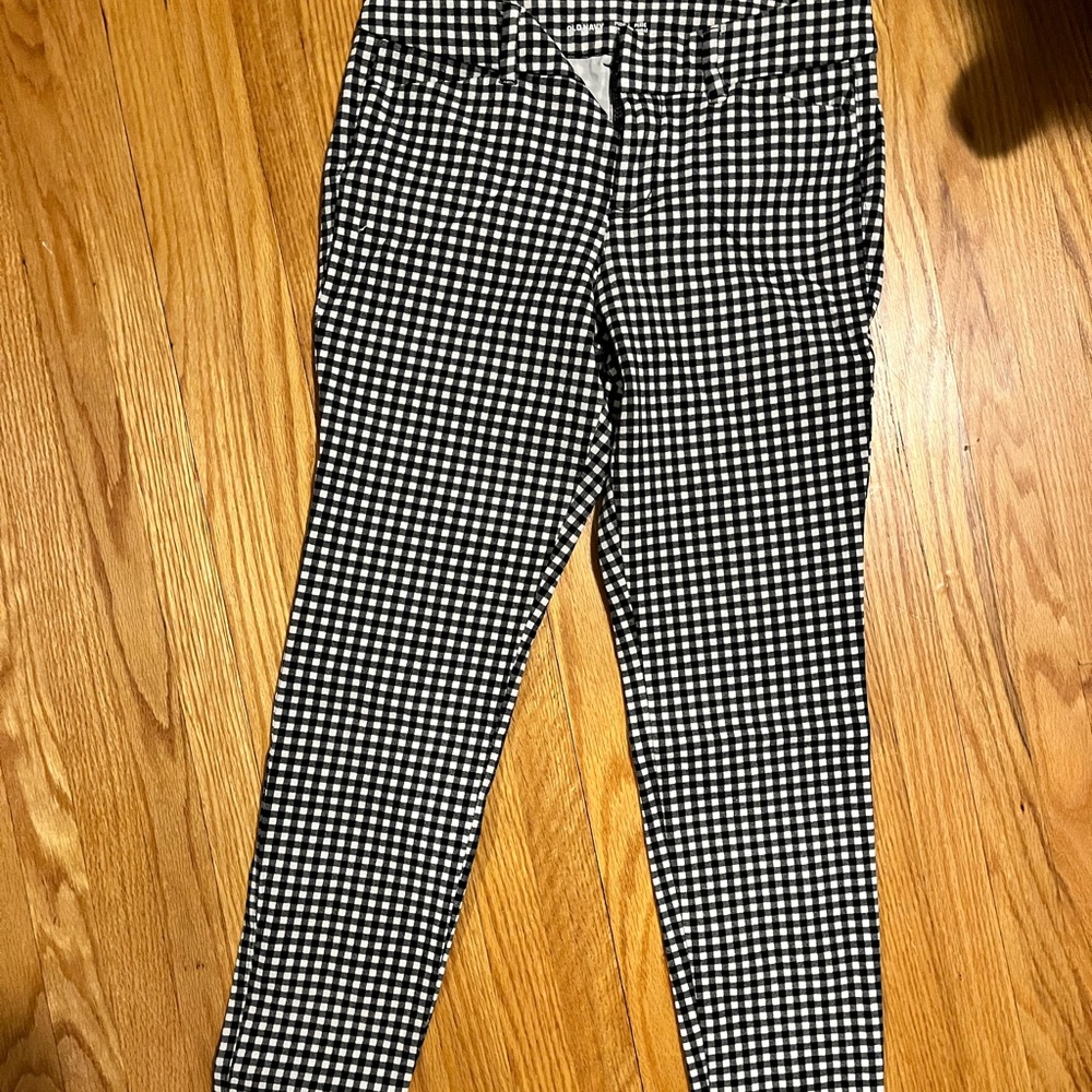 Mid-Rise Checkered Pants